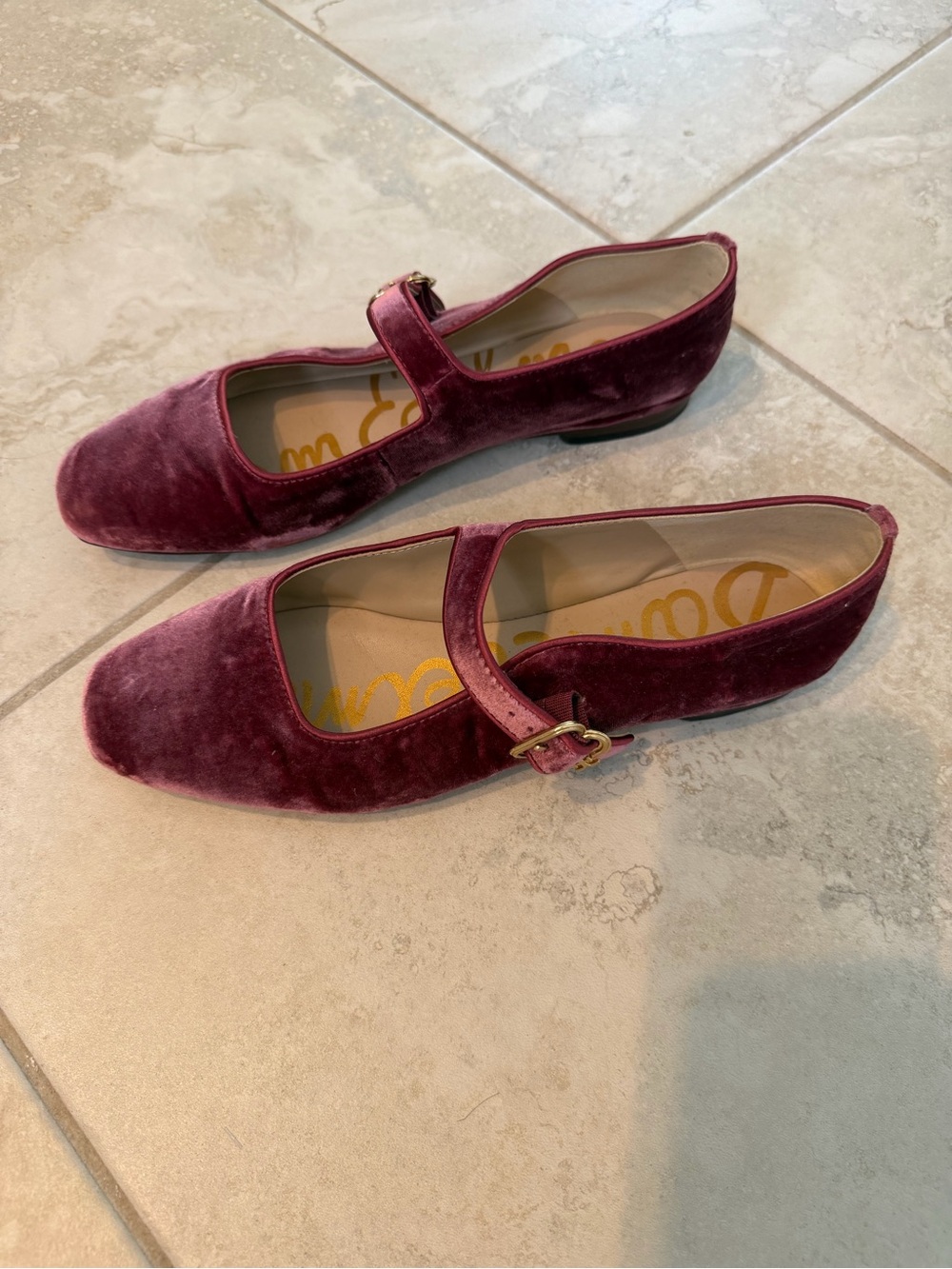 Sam Edelman Velvet Mary Jane Flats in mauve -Michaela